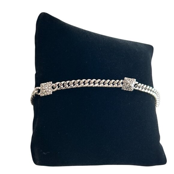 Vince Camuto Silver-Tone Cubic Zirconia Chain Bracelet With Toggle Clasp - Picture 3 of 6